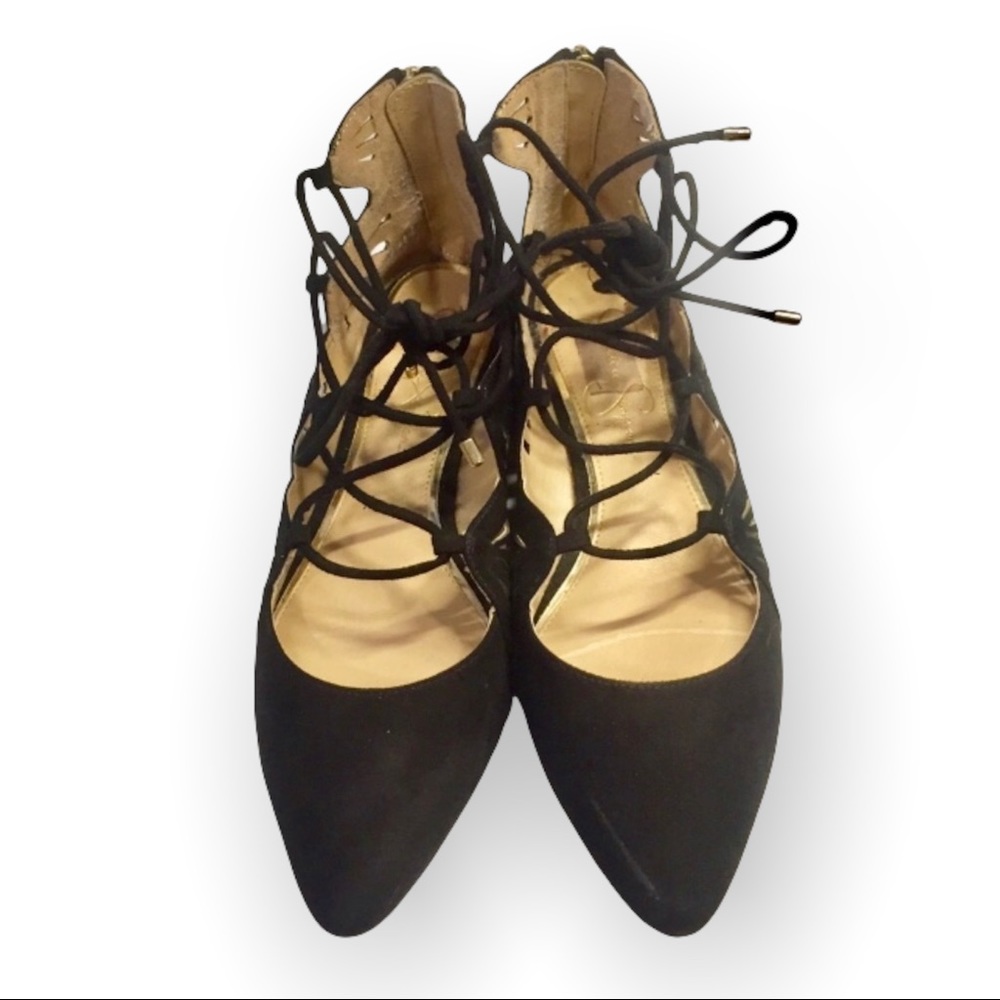 Jessica Simpson Lazer Cut Lace Up Flats